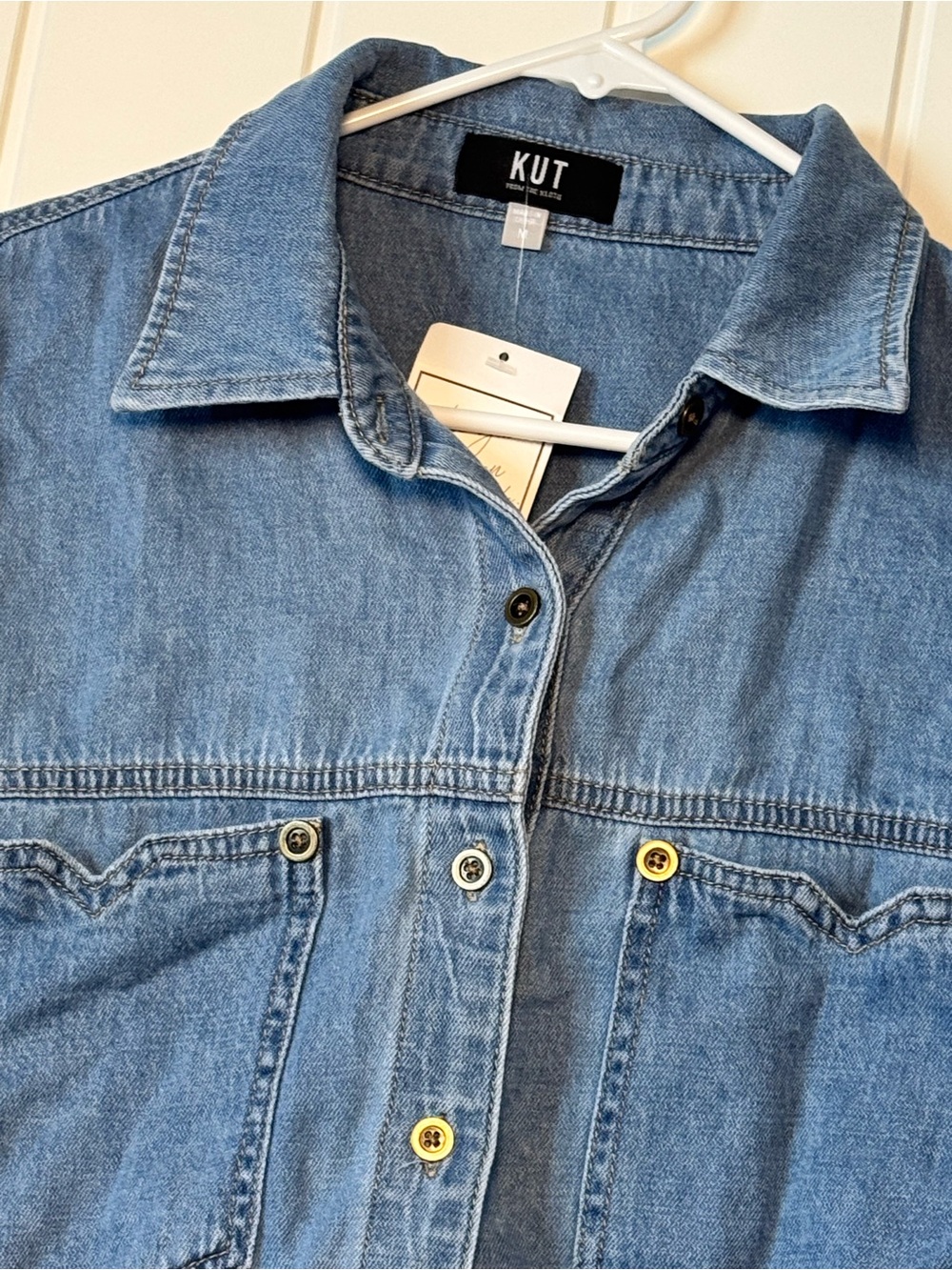 KUT Denim Birdie Button-Front Shirt Jacket - Light Blue - Picture 6 of 9